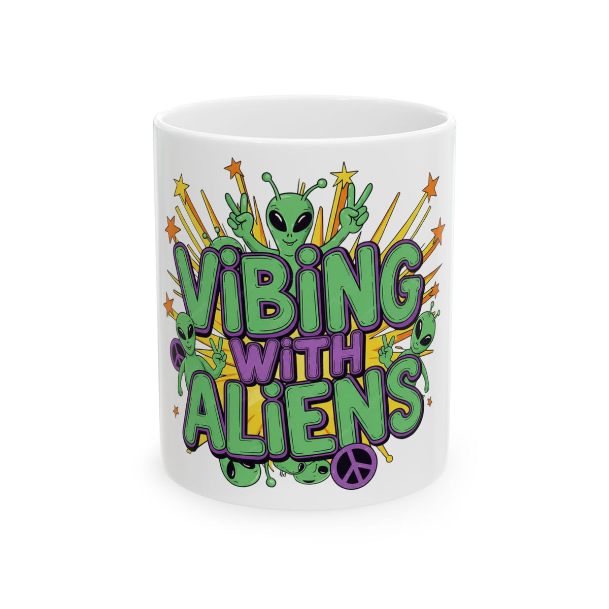 Vibing with Aliens Ceramic Mug